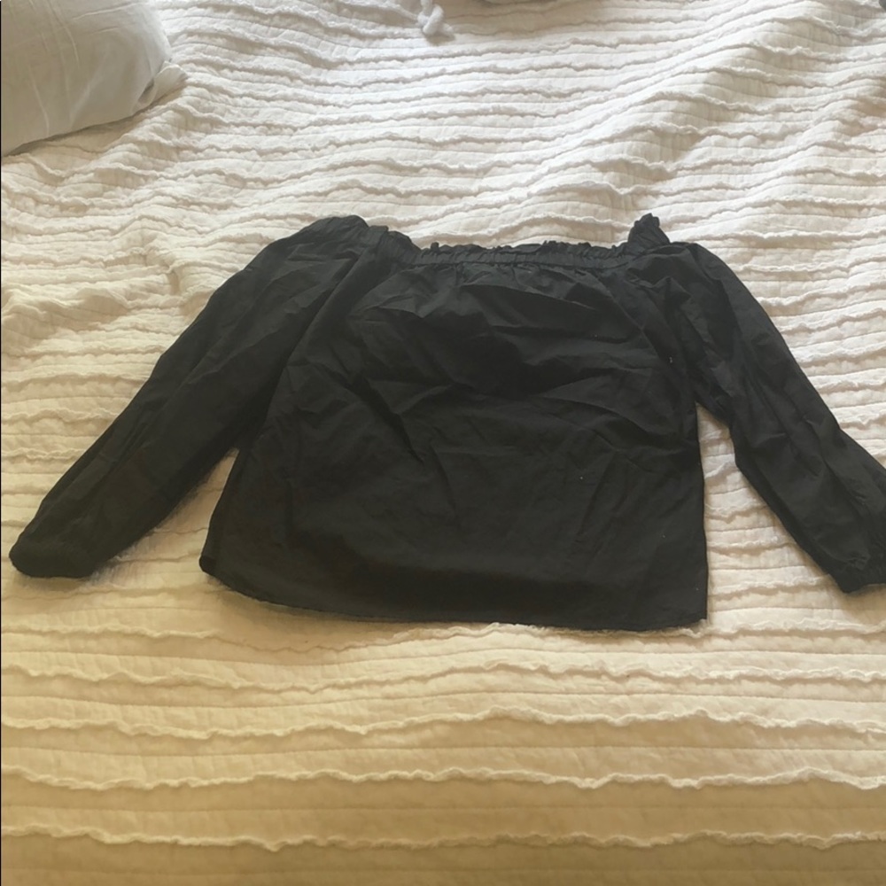 Off the shoulder black linen top JCrew - 0